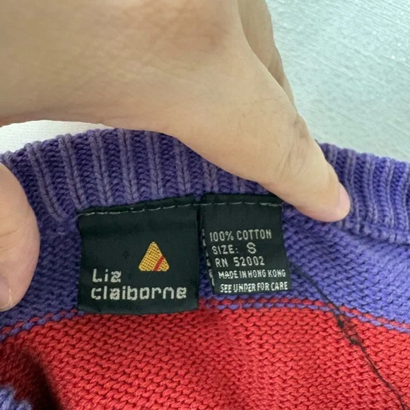 Vintage Liz Claiborne Women’s Multicolor Striped Crew Neck Sweater Size Small - Picture 8 of 11